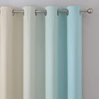 Estelar Textiler Aqua and Beige Gradient Blackout Curtains for Boys Room, Ombre Thermal Insulated Noise Reducing Blackout Drapes for Playroom, Full Room Darkening Grommet Curtains, 52Wx63L, 2 Panels