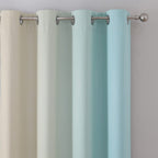 Estelar Textiler Aqua and Beige Ombre Blackout Bedroom Curtains 102 Inches