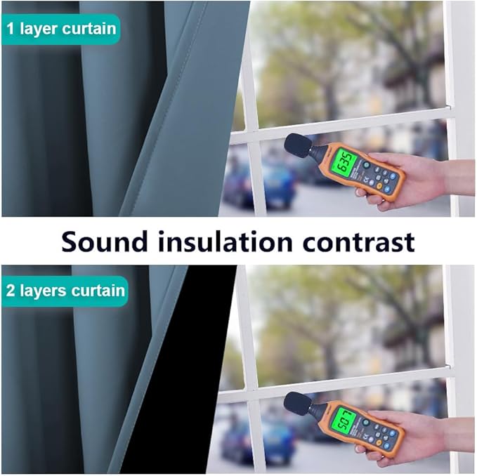 NICETOWN Full Shading Curtains for Windows, Smoky Blue, Pack of 2, 62 inches W x 95 inches L, Super Heavy-Duty Black Lined Blackout Curtains for Bedroom, Privacy Assured Window Treatment