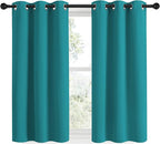 NICETOWN ROM Darkening Curtains 48 inch Length 2 Panels, Thermal Insulated Grommet Blackout Curtains for Modern Casual Elegant Bedroom Kids Room Theme Decoration (Peacock Teal, 2 Pieces, W34)