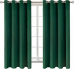 BGment Blackout Curtains - Grommet Thermal Insulated Room Darkening Bedroom and Living Room Curtains, Set of 2 Decorative Curtain Panels (52 x 63 Inch, Emerald Green)