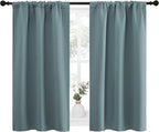 NICETOWN Greyish Blue Blackout Curtains Panels for Window, Thermal Insulated Rod Pocket Blackout Drapes/Draperies for Living Room (2 Panels, W34 x L45 inches)