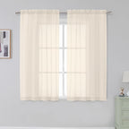 Simplebrand Rod Pocket Top Solid Voile Sheer Curtains for Bedroom, 54 Inch Length Drapes Set of 2, Lightweight and Light Filtering Elegant Curtains Panels Window Treatment, 42W×54L, Cream