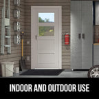 GORILLA GRIP 100% Waterproof All-Season WeatherMAX Doormat, 72x24, US Designed Natural Rubber, Stain and Fade Resistant, Low Profile Indoor Outdoor Door Mats, Easy Clean Patio Mat, Black Maze