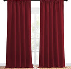 NICETOWN Living Room Curtains for Window - Energy Efficient & Noise Reducing Thermal Insulated Rod Pocket Blackout Drapes/Draperies for Living Room (Burgundy Red, 2 Panels, W52 inches x L95 inches)