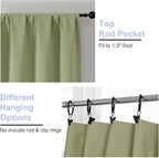 Simplebrand Ava Sage Green Blackout Curtains for Bedroom 96 Inches Long 2 Panels, Solid Thermal Insulated, Energy Saving Living Room Window Treatment Curtains Blackout Drapes, W50 x L96 Inch, Sage