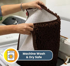Muddy Mat® | Super Absorbent Door Mat Indoor, Microfiber Quick Dry Chenille Entryway Rug, Non-Slip Front Door Mat, Indoor Mats for Entryway, Machine Washable Pet Rug, Brown 24"x120"