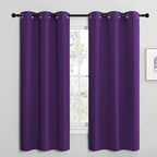 NICETOWN Kitchen Short Blackout Curtains, Home Decoration Thermal Insulated Solid Ring Top Blackout Curtains/Drapes for Bedroom(Set of 2, 42 x 68 Inch, Royal Purple)