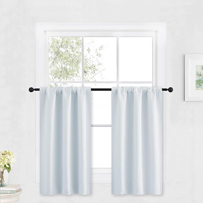RYB HOME Kitchen Curtains Over Sink 36 inch Length for Cabinet, Rod Pocket