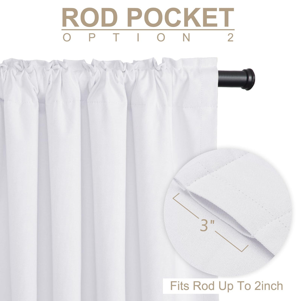 Faux Linen Total Blackout Curtains for Bedroom 84 Inch Long Bright White