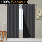 Yakamok 100% Blackout Curtains, 2 Thick Layers Thermal Insulated Total Blackout Drapes for Bedroom, Heat Blocking Window Curtains for Living Room(Charcoal Grey, 52Wx72L, 2 Panels)