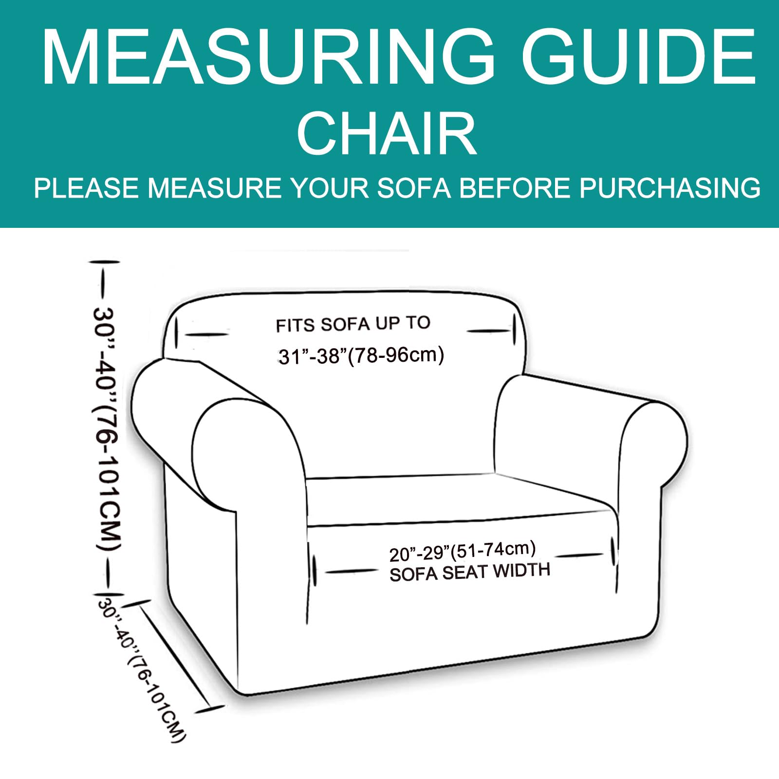 U-NICE HOME Stretch Recliner Chair Cover Armchair Slipcover, Light Blue