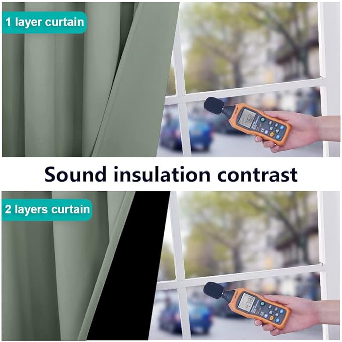 NICETOWN 100% Blackout Window Curtain Panels, Full Light Blocking Drapes with Black Liner for Nursery, 72-inch Drop Thermal Insulated Draperies (Greyish Green, 2 Pieces, 46-inch Wide Per Panel)