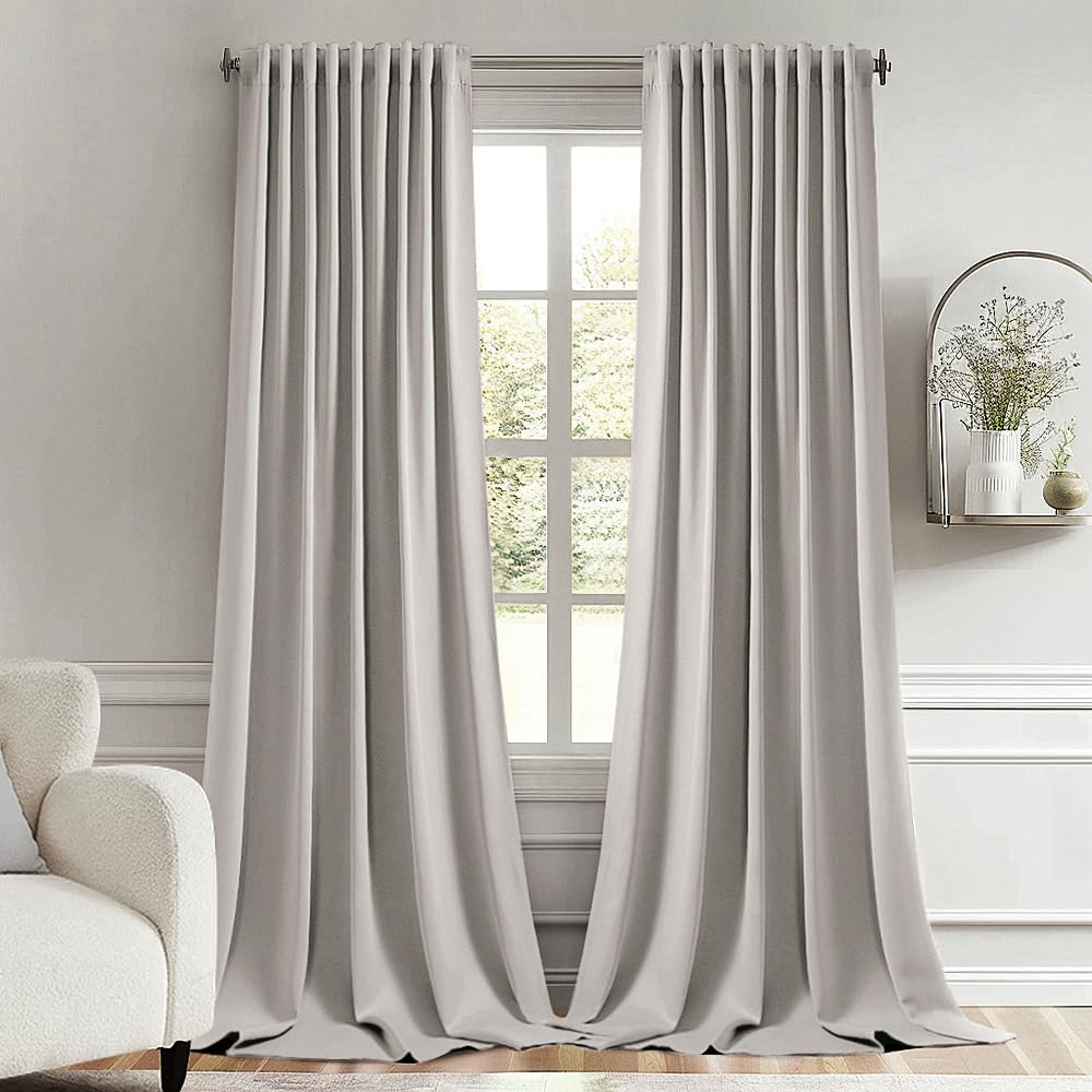 MIULEE Cobblestone Back Tab Blackout Curtains 52x102 Inch Long 2 Panels Set