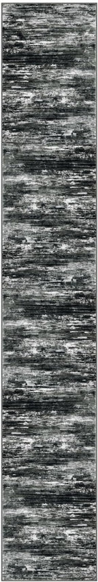 KOZYFLY Modern Abstract Runners for Hallways 2x12 Washable Rug Runner Non-Slip Soft Striped Kitchen Runner Rug, Black Grey Print Carpet Runner for Entryway Bathroom Laundry Room Foyer