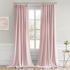 MIULEE Light Pink Back Tab Blackout Curtains 52x102 Inch Long 2 Panels Set