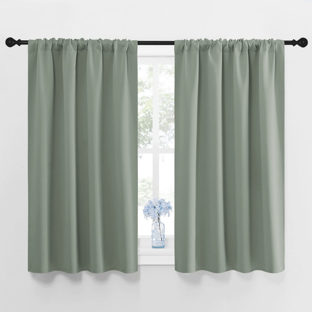 NICETOWN Window Curtains Blackout Drapes - Thermal Insulated Solid Rod Pocket Blackout Curtains/Draperies for Living Room (Sage Green, 1 Pair, 42 by 48-Inch)