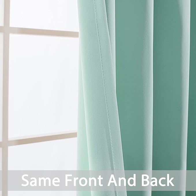 Yakamok Blackout Curtains Room Darkening Thermal Insulated Window Panels,Solid Grommet Top Drapes for Bedroom/Living Room(42Wx72L, Aqua, 2 Panels)