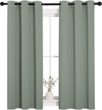 NICETOWN Window Curtain Panels, Thermal Insulated Solid Grommet Blackout Draperies/Drapes for Basement (Greyish Green, 1 Pair, 34 by 54-inch)