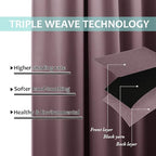 NICETOWN Thermal Insulated 100% Blackout Curtains, Noise Reducing Performance Drapes with Black Lining, Full Light Blocking Drapery Panels for Patio (Dry Rose, 1 Pair, 46 inches x 90 inches)