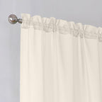 Simplebrand Cream Sheer Curtains 63 Inch Length 2 Panels, Rod Pocket Solid Color Window Sheer Curtain Panels, Elegant Curtains & Drapes for Living Room, Bedroom 2 Panels (Cream, 42" W x 63" L)
