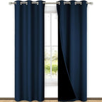 NICETOWN Moroccan Blue Full Shade Curtain Panels, Pair of Thermal Insulated & Energy Efficiency Blackout Drapes for Living Room Windows, Lined Silky Performance Window Dressing (42" Wide x 84" Long)