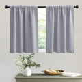 RYB HOME Short Silver Grey Blackout Curtains for Small Bedroom Window Cafe