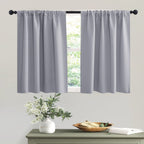 RYB HOME Short Silver Grey Blackout Curtains for Small Bedroom Window Cafe