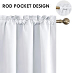 DWCN Greyish White Room Darkening Blackout Curtains - Rod Pocket Thermal Insulated Privacy Energy Saving Window Curtain Drapes 42x 72 inch Length, Set of 2 Bedroom Living Room Curtains