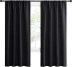NICETOWN Living Room Blackout Shades - All Season Rod Pocket Thermal Insulated Solid Blackout Curtains/Drapes for Living Room (Set of 2, 42 inches by 72 Inch, Black)