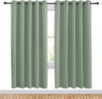 NICETOWN Greyish Green Blackout Draperies Curtains for Kids Room, Window Treatment Thermal Insulated Solid Grommet Blackout Drape Panels for Bedroom (Set of 2, 70 by 72 inches)