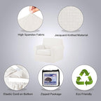 H.VERSAILTEX 2 Piece Couch Cover Stretch Stylish Chair Cover Furniture Protector Featuring Jacquard Textured Twill Fabric High Spandex Slipcover (Chair, Porcelain White)