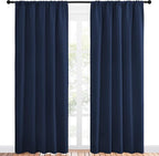 NICETOWN Navy Curtains Blackout Draperies - Modern Design Thermal Insulated Rod Pocket Blackout Drapes for Kid's Bedroom, Window Covering (1 Pair, 52 x 84 inches)