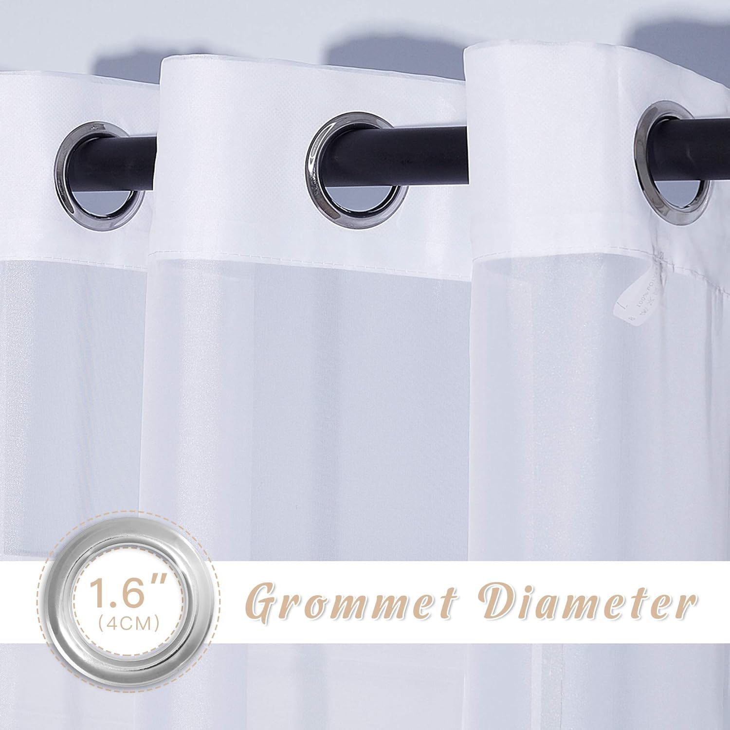 NICETOWN White Sheer 48 inch Curtains, Grommet Short Curtains Airy Voile Textured Soft and Lightweight Half Window Treatments for Bedroom/Cafe, W42 x L48, 2 Panels
