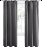 NICETOWN Grey Window Curtains for Bedroom - Home Decoration Thermal Insulated Rod Pocket Blackout Blinds & Drapes for Small Windows (Gray, 2 Panels, W34 x L72 -Inch)