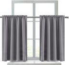 DWCN Short Grey Blackout Curtains for Small Window, Thermal Insulated Energy Saving Room Darkening Curtains for Kitchen/Bedroom (W42 x L36 inch, Set of 2 Panels, Top of Rod Pocket)