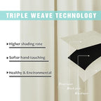 NICETOWN Living Room Completely Shaded Draperies, Privacy Protection & Noise Reducing Ring Top Drapes, Black Lined Insulated Window Treatment Curtain Panels (Beige, 2 Pieces, W62 x L84)