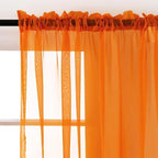 SpaceDresser Basic Rod Pocket Sheer Voile Window Curtain Panels Orange 1 Pair 2 Panels 52 Width 36 Inch Long for Kitchen Bedroom Children Living Room Yard（Orange, 52W x 36L）