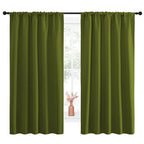 NICETOWN Blackout Draperies and Curtains, Thermal Insulated Window Decoration Blackout Drapes for Kid's Room (Olive Green, 1 Pair, 52 x 63 inches)