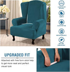 H.VERSAILTEX Wingback Chair Covers Velvet Plush Wing Chair Slipcover 1 Piece High Stretch Wing Back Chair Slipcovers Sofa Cover Furniture Cover with Elastic Bottom, Deep Teal