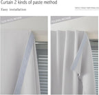 Sovtfides Blackout Curtains for Bedroom Sticky Curtain Blackout Window Cover Self Adhesive Curtains Rod No Drillng, 47" W X 96" L, Light Grey, 1 Panel
