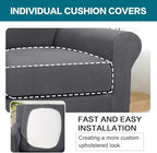 Turquoize 2 Piece Chair Covers Chair Slipcovers for Living Room Armchair Couch Cover Chair Sofa Cover with Individual Cushion Covers Furniture Cover for Chairs Feature Jacquard Fabric (Chair, Gray)