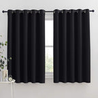 NICETOWN Bathroom Blackout Curtains and Drapes, Black Solid Thermal Insulated Grommet Blackout Drapery Panels for Window (2 Panels, 70 inches Wide by 63 inches Long, Black)