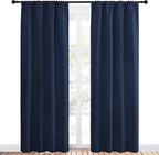 NICETOWN Thermal Curtains Blackout Draperies - Window Treatment Energy Saving Solid Blackout Rod Pocket Curtains/Drapes for Living Room (Navy, 1 Pair, 42 by 84-Inch)
