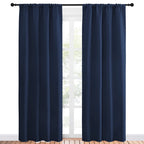 NICETOWN Thermal Curtains Blackout Draperies - Window Treatment Energy Saving Solid Blackout Rod Pocket Curtains/Drapes for Living Room (Navy, 1 Pair, 42 by 84-Inch)