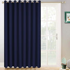 Yakamok Room Darkening Extra Wide Blackout Curtains for Living Room, Sliding Glass Door Home Blackout Curtains for Villa/Hall(Navy Blue, 100 inches x 84 inches)