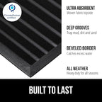 GORILLA GRIP 100% Waterproof All-Season WeatherMAX Doormat US Designed Natural Rubber, Stain and Fade Resistant, Low Profile Indoor Outdoor Door Mats, Easy Clean Patio Mat, 29x17, Black Stripe