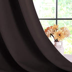 NICETOWN Blackout Curtain Panels for Bedroom Window, Triple Weave Microfiber Energy Saving Thermal Insulated Solid Grommet Blackout Draperies and Drapes (1 Pair, 34 inches by 63 Inch, Toffee Brown)