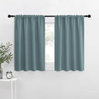 NICETOWN RV Blackout Curtains for Camper Windows, Greyish Blue, 34" x 30", Set of 2, Kitchen Curtains, Short Blackout Drapes, Thermal Insulated Rod Pocket Window Treatment Draperies for Nursery