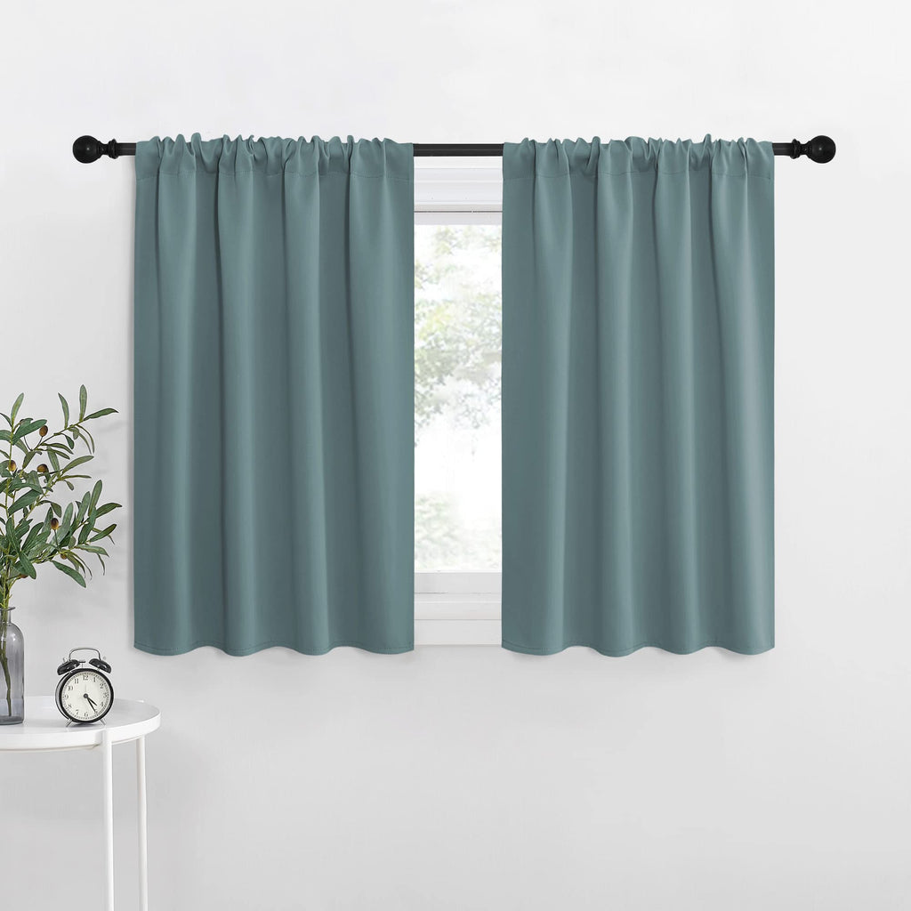 NICETOWN RV Blackout Curtains for Camper Windows, Greyish Blue, 29" Wide by 40" Long, 2 PCs, Short Blackout Curtains & Drapes, Thermal Insulated Blackout Curtain Panels for Kids Room, Play Room